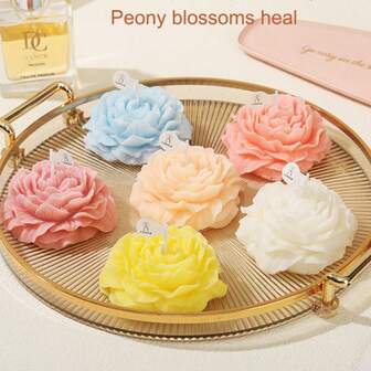 1 件精美个性化花朵香味蜡烛装饰，非常适合节日礼物和房间清新、情人节、情人节、创意牡丹形香薰蜡烛纪念品装饰品