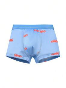 4 件装 男童舒适透气卡通工程车印花三角裤短裤套装 - 藍白色 - 查看 8