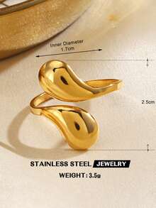 1pc Stainless Steel Fashionable Minimalist Geometric Water Drop Shiny Chunky Ring, Suitable For Women's Daily Wear