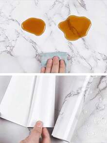 1pc White Marble Patterned Kitchen Oil-Proof Sticker, High Temperature Resistant, Waterproof, Moisture-Proof, Anti-Mildew, Self-Adhesive Wallpaper For Stove, Tile Wall, Cabinet, Tabletop Renovation, Marble-Like Film, Stickers, Wall Decal Room Decor Home Decor Living Room Decor House Decor Wall Paper Wallpapers Kitchen Decor Wall Art Kitchen Accessories Kitchen Items Wall Decor Wall Stickers Wall Sticker Wallpaper Stickers Wall Bedroom Decor