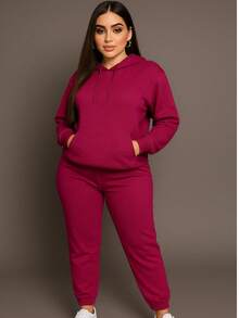 Conjunto comfy y con estilo  ¡Perfecto para estar en casa o salir con flow!  ✨ Nuevo conjunto de pants + sudadera con capucha para dama - Morado Violeta - Ver 3
