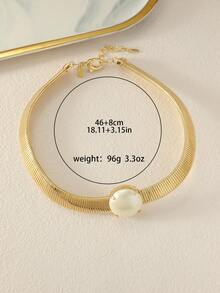 1-2pcs Set Luxurious Metallic Adjustable Choker Necklace & Earrings, Elegant Personalized High-End Lightweight Necklace Suitable For Women's Daily Wear - Metal Necklace 3-piece Set - View 11