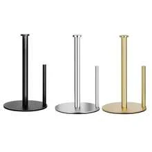Stainless Steel Gold/Black Desktop Tissue Paper Holder, Kitchen Roll Paper Towel Rack, Cling Film Storage Rack, No Drilling Required, Freestanding Dual Bar Kitchen Paper Towel Holder - Multicolor - View 8