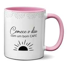 Caneca de Café Minimalista Comece o Dia Frase Divertida - Rosa Bebê - Visão 1