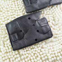 1 Pair Of New Style Open-Weave Punk Street Dance Fingerless Leather Gloves For Dance Performances, Suitable For Wearing During Halloween And Christmas Party Events - Black - View 5