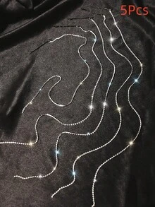 5个水晶水钻流苏发夹，闪亮装饰，适用于节日、派对、日常佩戴、珠宝、婚礼、派对造型、锐舞派对配饰、发饰、头饰、准新娘等场合。