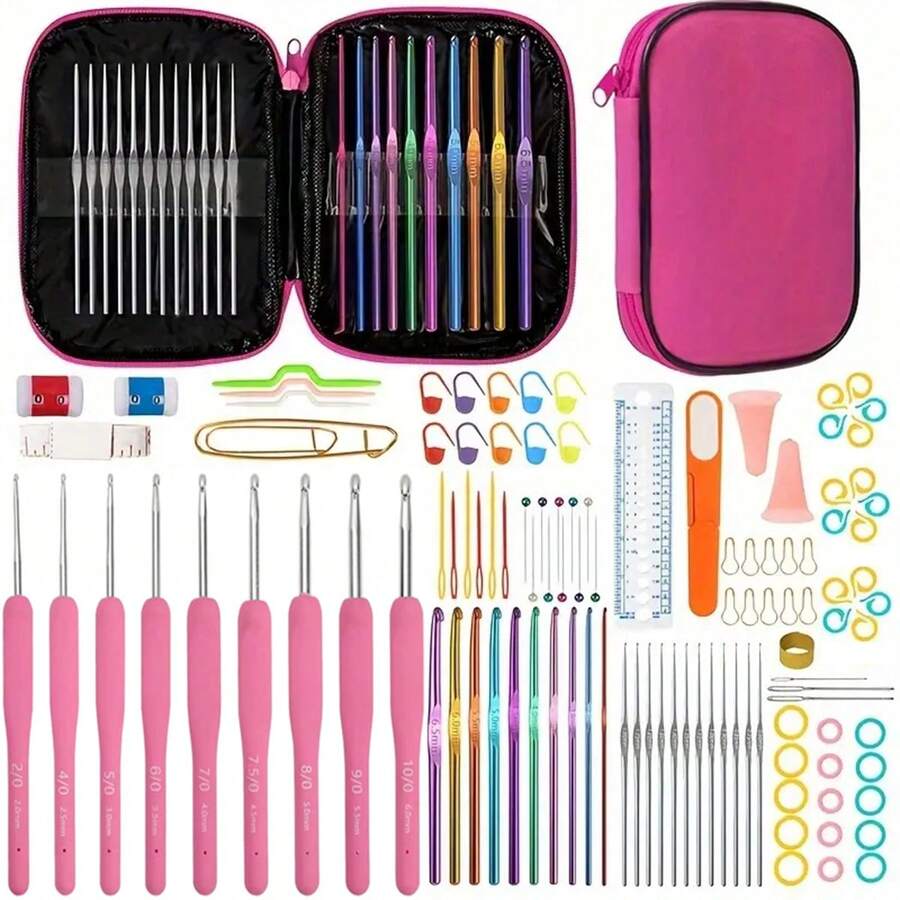 1 Set Crochet Kit, Includes Easy-To-Organize Storage Box, Multiple Combinations, Suitable For Beginners And Experts, Creative Craft DIY Knitting Tools (Random Color)