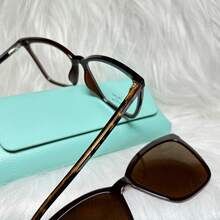 Women's 2-In-1 Clip-On Glasses Acetate Nylon Square Size L - Tartaruga - View 4