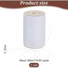 Hilo de encerado, 160m/rollo, hilo de poliéster duradero, hilo para pulseras, manualidades DIY, pulseras y collares, adecuado para coser, reparar y manualidades (blanco) (0.45mm) - Blanco - Ver 2