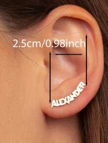 1 Peça Brinco de Pino Personalizado de Aço Inoxidável com Nome Personalizado em Prata - Estilo Hip Hop Y2K, Design de Letra Personalizada para Meninas - Presente de Aniversário Perfeito, Prata, Estiloso, Colorido, Vintage, Simples, Unissex, Casual, Fofos, Personalizado, Único, Presentes Ideais para Ele, Presentes Ideais para Família, Amigos, para Aniversários, para Formatura, para Festa, Presentes do Dia das Mães para Meninas