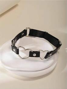 1 PC Adjustable Leather Thigh Garter, Heart Shaped Leg Garter With Clips Punk Goth Garters For Thigh, Fashion Bikini Club Rave Party Leather Body Accessories Jewelry For Women And Girls - Black - View 6