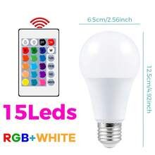 25W LED RGB 燈泡 附遙控器 E27/E26 多色 85-265V 可調光 變色 嵌入式天花板燈 10W 智慧電競 客廳 臥室 聖誕節 萬聖節 夜間照明 15W 4 種動態模式 吧檯射燈 20W 背光牆面氛圍燈 5W - RGB Bulb-with 24key Remote(E27/E26) - 查看 21