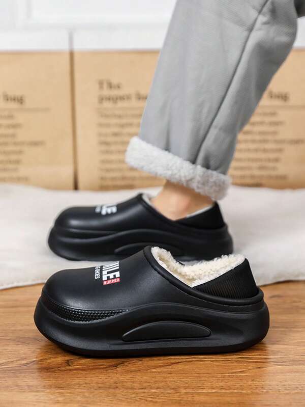 نعال منزلية للشتاء قابلة للارتداء، بطانة حرارية سميكة، نعال مريحة للداخل والخارج