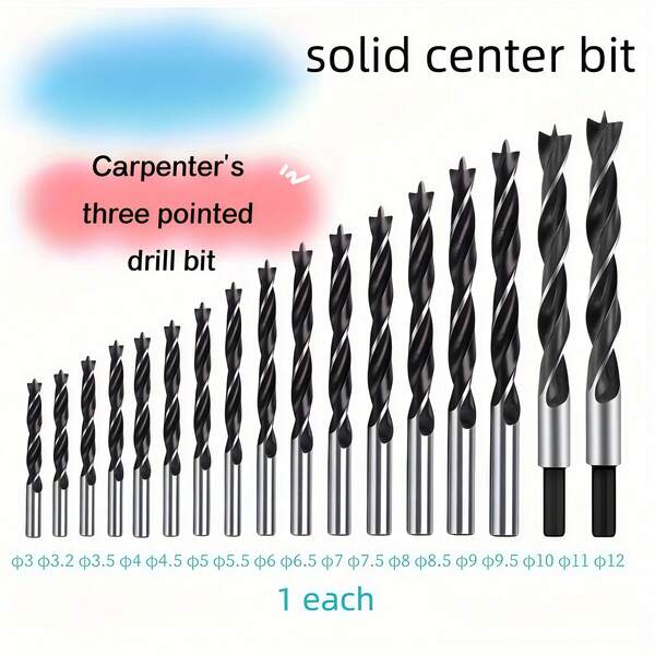 8 Stück/17 Stück Holzbearbeitungs-Dreispitz-Bohrer geeignet für Kunststoff, Holz, Faserplatte, Lochöffner für Bohrmaschine, Ständerbohrmaschine, Positionierbohrmaschine, Kunststoff-Expansionslochdübel
