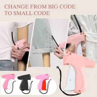 Quick Clothing Label Fastener Gun Set - Mini Pin Style Label Gun, Suitable For Sewing, Quilting, Garment Repair And Holiday Gift Wrapping - Includes 1 Label Gun, 6 Steel Pins, 500 White Plastic Pins And 500 Black Plastic Pins - For DIY, Shops And Home Use