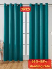 2 件遮光窗帘 - 室内窗帘布带索环顶部，隔热/隔音，适用于卧室、客厅、户外门口房间装饰家居装饰 - 水鴨藍 - 查看 13