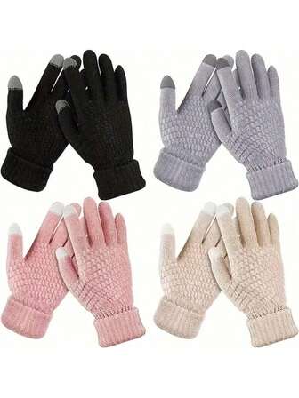 1 Pair Warm Knitted Thickened Gloves For Men And Women, Winter Couple Gloves