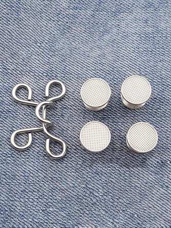 1/2pcs Round Waist Tightener Buckle Pants Pins For Jeans, Skirts, Pants, Collar Buttons Brooch Pins For Women And Men, High Quality Metal, Durable, No Tools Instant Pants Adjustable Button Pins, Metal Anti-Walking Light Brooch, Fashion And Detachable Pants Clip, Travel Essential, Bag Accessories For Girl, Student And Gift For Mom