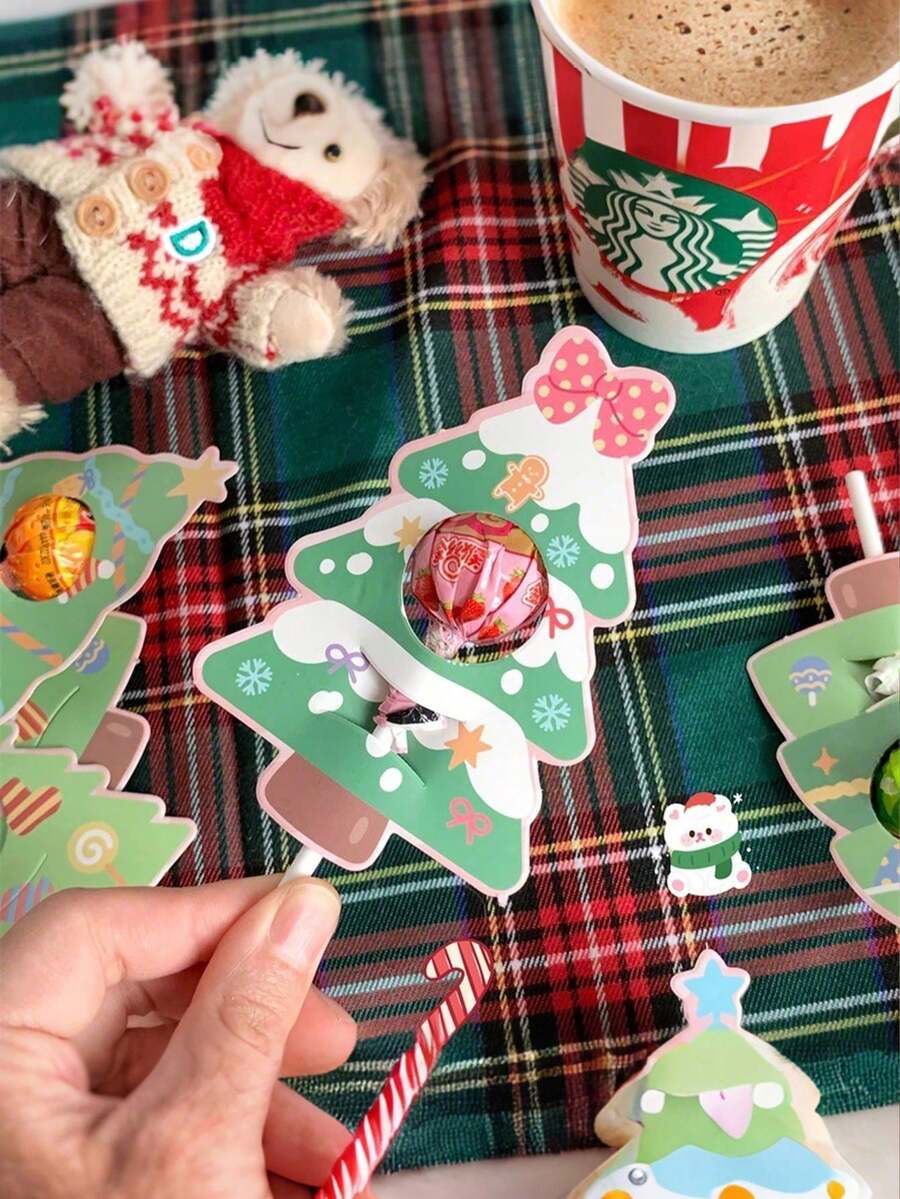 6/30 szt. świątecznych kartek okolicznościowych z lizakami i inspirującymi cytatami, dekoracyjne kartki świąteczne, ozdoby świąteczne, piżamy świąteczne, prezenty świąteczne, dekoracje świąteczne - Wielokolorowe - Zobacz 1