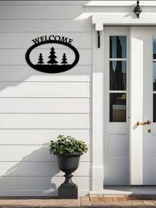 1 件简约金属欢迎标志，自然风格线条设计，多功能实用，欢迎主题 - 适合圣诞节、感恩节、万圣节、乔迁、盛大开业、生日庆祝、庭院、入口、露台、花园、秋季、冬季 - 彩色 - 查看 9