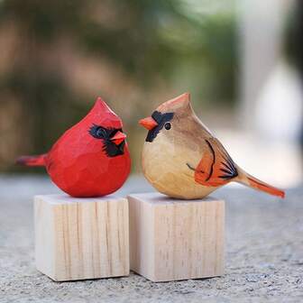 1 Pair Realistic Simulation Bird Series Resin Decorative Ornaments, Cute Desktop Decor Art Piece - Suitable For Birthday, Christmas Gift For Family And Friends