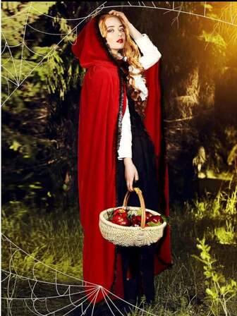 1 件蕾丝连帽斗篷，万圣节女巫服装，圣诞吸血鬼角色扮演 Masauerade 表演斗篷