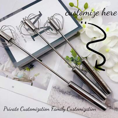 Sbattitore d'uova in metallo personalizzato, frullatore d'uova automatico, utensile da forno frusta, regalo per lo chef, accessorio da cucina, regalo per la mamma, regalo per il fornaio, utensile da cucina, regalo