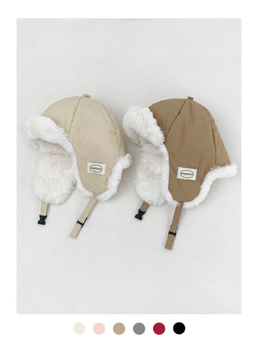 仿皮草 Ushanka 帽子,保暖护耳飞行员帽,男女复古飞行员帽,适合秋冬季骑自行车、滑雪、户外活动 - 彩色 - 查看 1