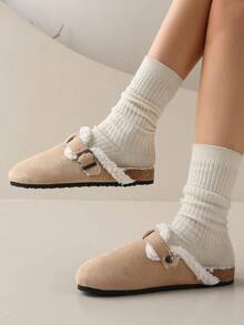 Women's Spring New Round Toe Thick Sole Comfortable Slip-On Casual Fashion Mules - Apricot - View 2