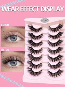7 Pairs Natural Messy Cat Eye False Eyelashes, Transparent Band, Cat Eye Makeup Effect, Thin & Long, Extended Outer Corner, Soft & Natural Looking False Lashes - Lông mi mềm mại 2 - Xem 2