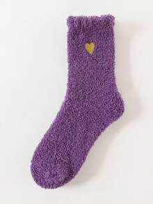1/3/5双女士日式刺绣爱心厚款保暖袜，适合产后 - 彩色 - 查看 19