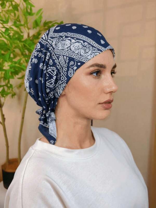 1pc Floral, Geometric, Plaid, Print Casual Bohemian Party Cute Retro Polyester Printed Headband/Headscarf, Soft & Comfortable, Suitable For Daily Wear, Sports, Vacation, All Seasons