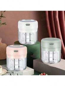 1pc Electric Mini Three Blade Garlic Chopper, Garlic Compactor, Wireless Electric Garlic Beater, Garlic Puree Compactor, Household Garlic Mashing Machine, Multifunctional Vegetable Food Processor, Meat Grinder, Wireless Garlic Compactor, Portable Mixer, Portable 250ml Food Chopper, Vegetable Chopper, Kitchen Onion Chopper, Used For Portable Small Food Processing Of Garlic, Ginger, Chili, And Vegetables (With USB Charging Cable Included) - Multicolor - View 3
