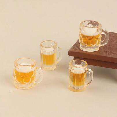 5 peças de caneca de cerveja 3D em miniatura, decoração de cena, chaveiro faça você mesmo, pingente, acessórios de ornamento