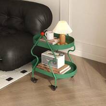 Mesa auxiliar con forma de árbol de Navidad de lujo, estantería de doble capa, mesa auxiliar pequeña y móvil, verde y negro, decoración del hogar, sala de estar, mesa lateral del sofá, mesita de noche, mesa de balcón, mini mesa de té con estante de almacenamiento de doble nivel