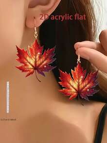 1 Pair Of Thanksgiving Maple Leaf Earrings Creativecartoon Acrylic Pendant Fashionable Andpersonalized Earrings