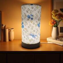 1 Peça Cúpula de Tecido com Padrão de Margarida Azul Alimentada por USB com Base de Madeira, 3 Cores de Luz Ajustáveis, Controle por Botão, Adequada para Quarto, Sala de Estar, Dormitório, Banheiro para Criar Atmosfera Aconchegante, Ótimo para Feriados, Volta às Aulas, Presentes de Aniversário