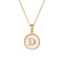 1 件优雅不锈钢字母吊坠项链，26 个字母可选，圆形字母吊坠项链，防水锁骨链，适合女性日常佩戴 - 圓形 - 查看 32