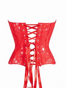 1 buah Atasan Camisole Pendek Berenda Bunga Transparan Warna Merah, Cocok untuk Pemakaian Sehari-hari, Pesta, Pernikahan di Musim Panas - Merah - View 3