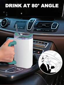 40 Oz Tumbler With Handle And Straw, 100% Leakproof Insulated Tumbler With Lid And Flexible SoftSip Straw, Cup Holder Friendly Insulated Stainless Steel Travel Mug For Iced Coffee, Tea, Hot And Cold Drink - Tay cầm màu trắng + xanh lá cây - Xem 7