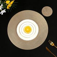 6/8 piezas de manteles redondos para hoteles y restaurantes, manteles de PVC antideslizantes e impermeables, manteles aislantes de calor en colores dorado y plateado, lavables, protegen la superficie de la mesa, adecuados para bodas, Navidad, fiestas, mesas de comedor familiares y decoraciones festivas.