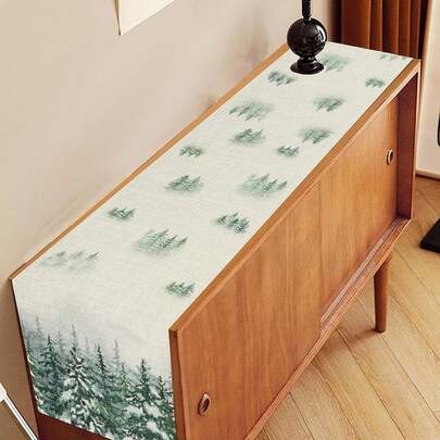 Mantel de bosque, decoración de centro de mesa rural de cabaña de montaña de árbol de pino de granja de campo para el hogar, cocina, comedor, patio, fiesta festiva, decoración de mesa de comedor