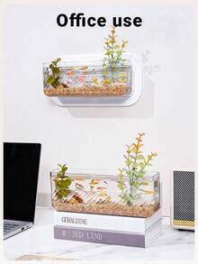 1pc Multi-Functional Wall-Mounted/Hanging Plastic Decor - Creative Vase, Mini Office Fish Tank & Hanging Hydroponic Planter For Living Room Home Decoration Accent, Space-Saving Indoor Plant/ Aquarium Display
