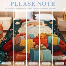 1 pieza Manta de franela suave de Navidad - Estampado digital de Papá Noel y regalos, manta para sofá/cama/oficina/viaje para todas las estaciones, decoración navideña moderna, diseño de temporada invernal, lavable a máquina, durable y ligera, regalo de Navidad ideal, decoración temática navideña, tela ligera, funda decorativa, para entusiastas de la decoración del hogar, manta decorativa navideña