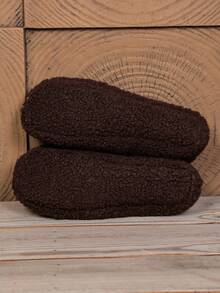 Chinelos internos de aquecimento de chão de tecido macio e neutro de cor sólida, adequados para primavera, verão, outono, sapatos fofos