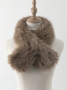 1pc Women's Autumn/Winter Faux Rabbit Fur Reversible Thick Warm Neck Warmer Scarf For Dress - Multicolor - View 14