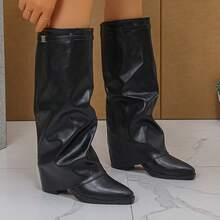 1 Pair Women's New Fashion Pointed Toe Chunky Heel Boots