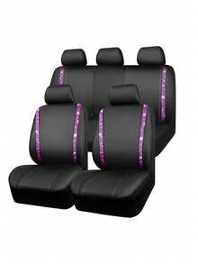Breathable Full Coverage Rhinestone Embellished Fashionable Car Seat Cover Cushion, Universal For All Seasons, Glittering Car Sofa Cover