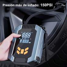 Compresor de Aire Portátil para Auto,Inflador de Llantas Eléctrica, 150 PSI Bomba de Aire Inalámbrica con LED Inteligente para Inflar y Presurizar Bicicletas, Autos, Motos y Balones - 2 en 1 - Ver 5