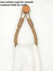 1/2pcs Wall Mounted Jute Rope Toilet Paper Holder, No Drilling Bathroom Jute Rope Tissue Roll Dispenser, Kitchen Wall Mounted Paper Towel Rack With Hooks, Suitable For Replacing Rolls - Modern Home Decor Bathroom Accessory